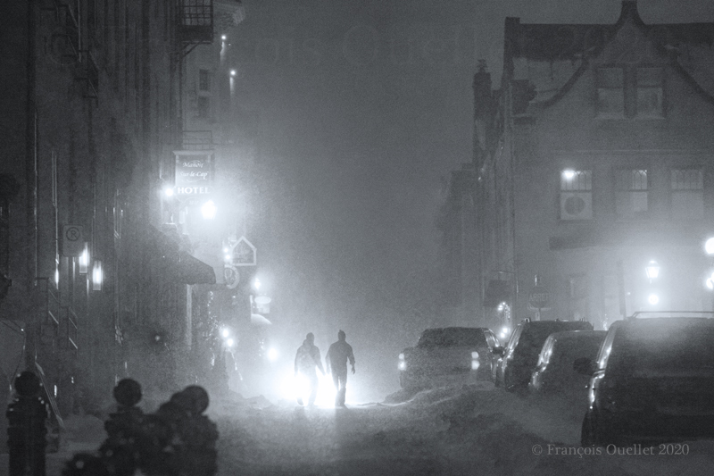 Tempête de neige dans le Vieux-Québec en 2020