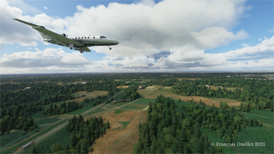 En approche pour l'aéroport international de Narita, au Japon, avec le simulateur de vol Microsoft Flight Simulator 2020.