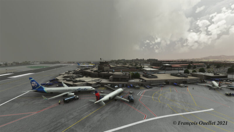 L'aéroport de Burbank Bob Hope modélisé par Orbx et sur le simulateur de vol MFS 2020.