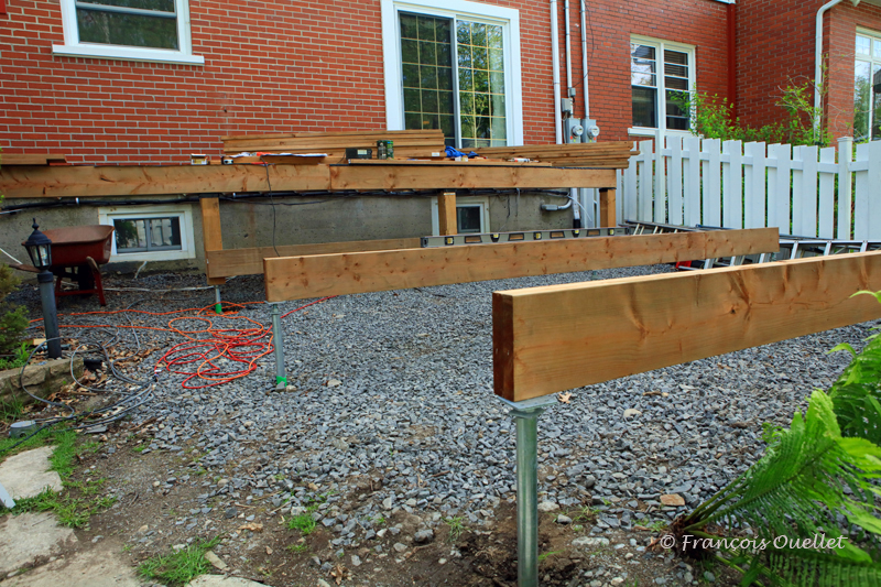 Three beams on screw piles.