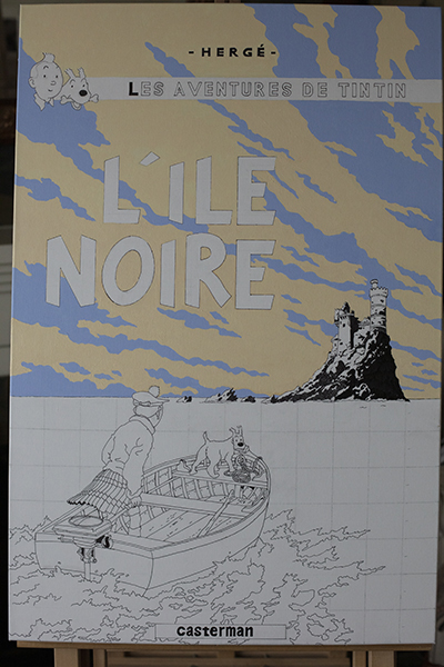 Peinture acrylique en progression de Tintin et l'île noire.