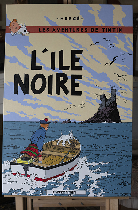 Tableau 24x36 de Tintin et l'île noire complété.