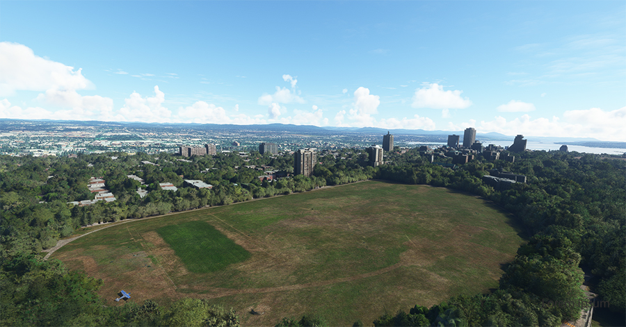 Vue aérienne du Parc des Champs-de-Bataille de Québec avec le Cessna 170B sous MSFS 2020