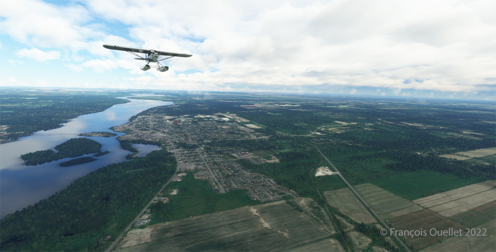 Au-dessus de Hawksbury en Ontario avec le simulateur de vol MSFS 2020