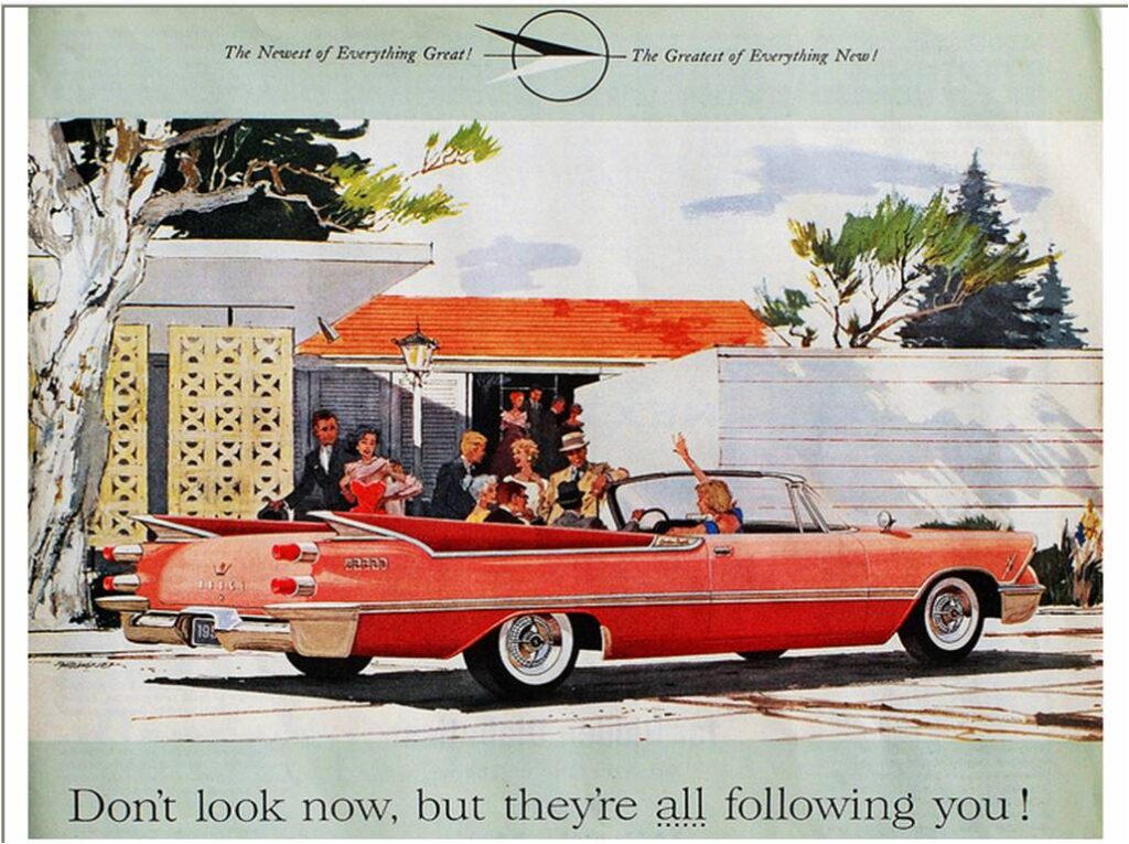 Ancienne publicité d'une grande voiture américaine