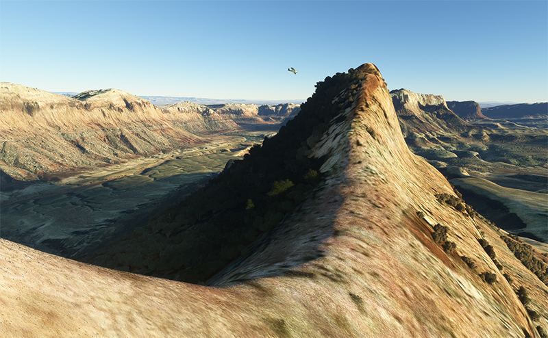 Scène virtuelle près de la piste de 42MX Mexican Mountain sous MSFS