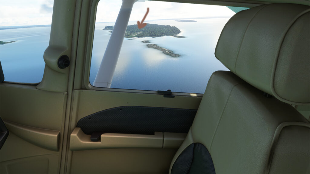 Cessna en base pour la piste de Grosse-Île avec le simulateur de vol MSFS 2020.