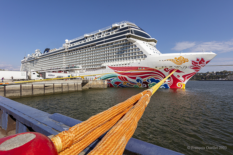 The Norwegian Joy cruise ship docked at pier 22 in Quebec City in 2023.