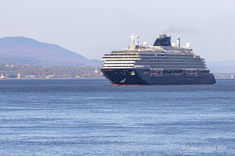 The Explora 1 approaching Quebec City with Mont St-Anne in the background 2023