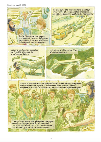 A page from the graphic novel "Tournage en enfer - Apocalypse Now".