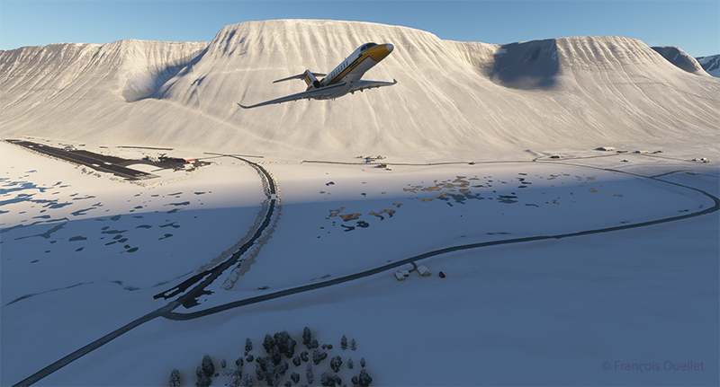 Airborne from the Isafjordur airport (BIIS) In Iceland with Microsoft Flight Simulator.