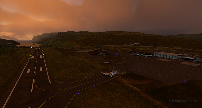 The Cessna Citation exits runway 12 at the Vagar airport (EKVG) in Faroe Islands with Microsoft Flight Simulator