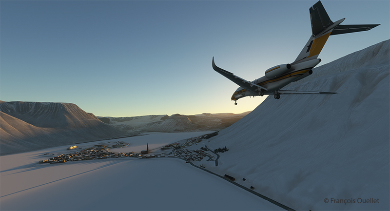 Approaching Isafjordur (BIIS) with the Asobo Cessna Citation Longitude