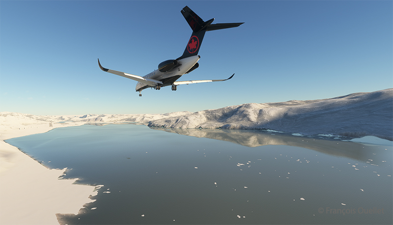 Cessna Citation Longitude on the final approach for the Kangerlussuaq virtual airport (BGSF)