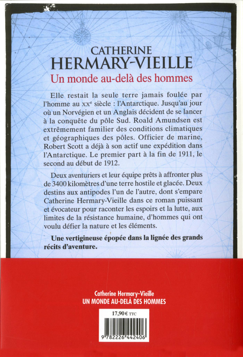 Back cover of the novel "Un monde au-delà des hommes" by Catherine Hermary-Vieille.