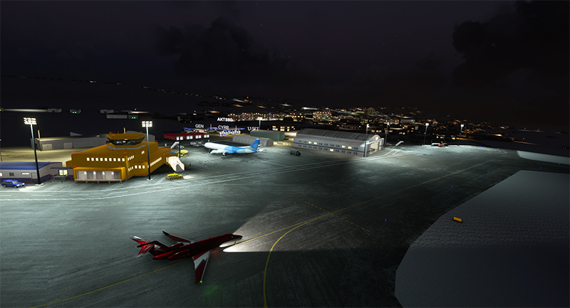 The yellow Iqaluit flight service station (FSS) in Iqaluit (CYFB)