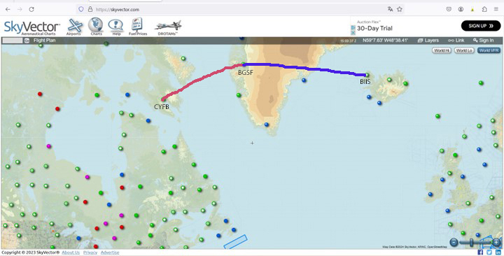 Virtual flights CYFB BGSF BIIS