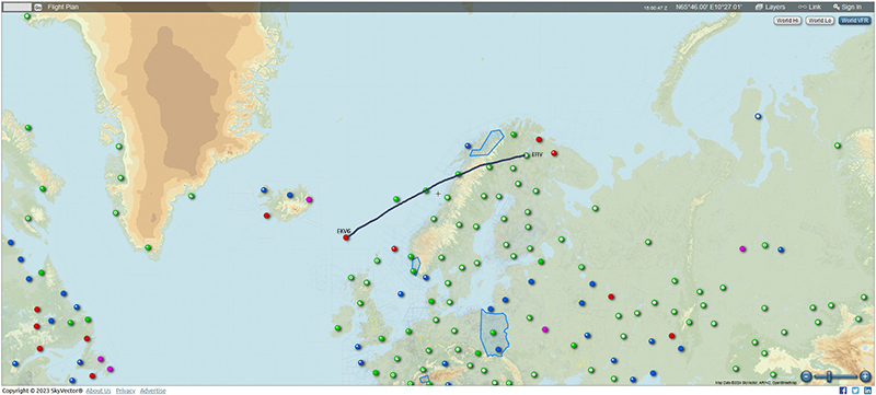 From the Vagar airport (EKVG) to the Ivalo airport (EFIV).