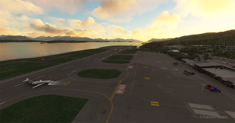 Exiting runway 25 at the Molde airport (ENML) in Norway.