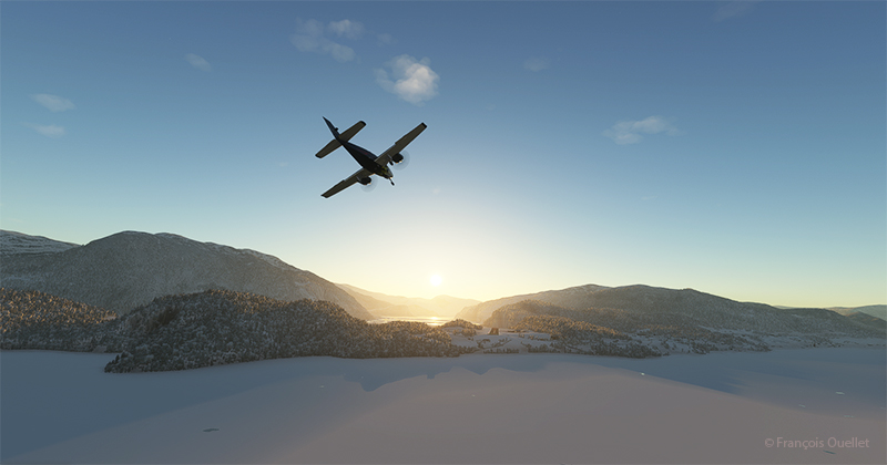 Turning final for runway 08 at Sandane (ENSD) virtual airport in Norway.