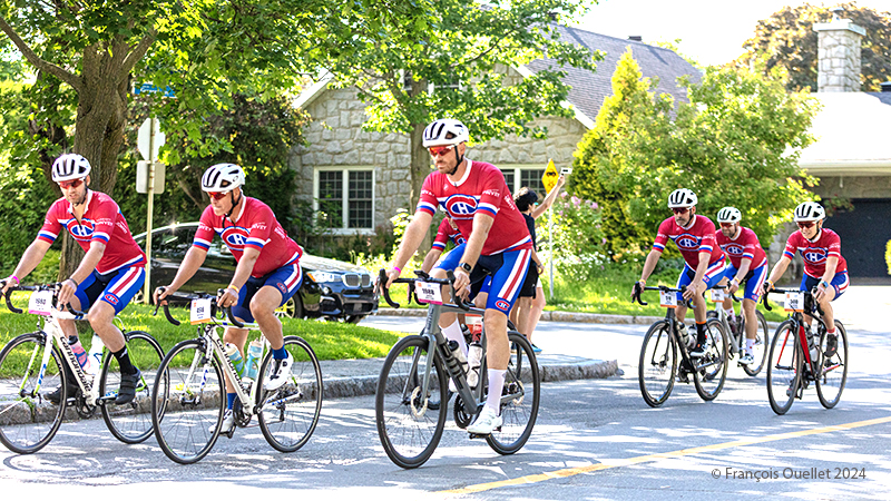 GDPL 2024 cyclists wearing the Montreal Canadians hockey club jersey.