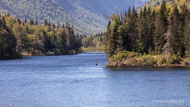 Fishing in the Jacques-Cartier national park in Spring in Québec.