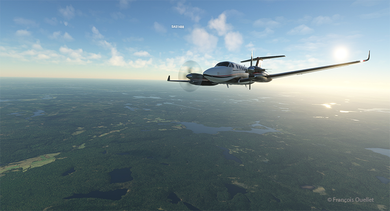 Panne de moteur sur un bimoteur avec Microsoft Flight Simulator.