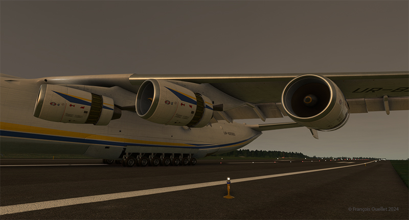 Antonov 225 with thrust reversers after landing at Lublin (EPLB) airport in Poland.