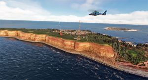 Les falaises de Lummenfelsen à Helgoland en simulation de vol