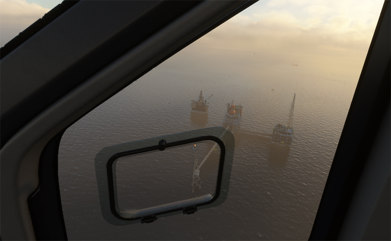 Une des plateformes visibles en Mer du Nord avec Microsoft Flight Simulator