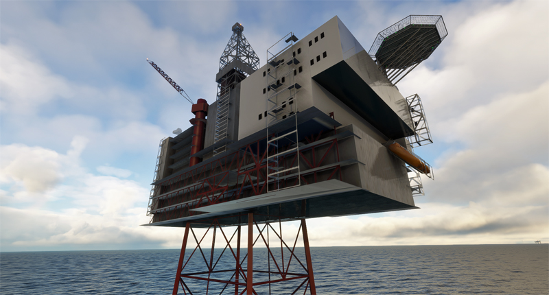 The ENXB Eldfisk B oil platform in Norway but in the Scottish FIR under MSFS Microsoft Flight Simulator