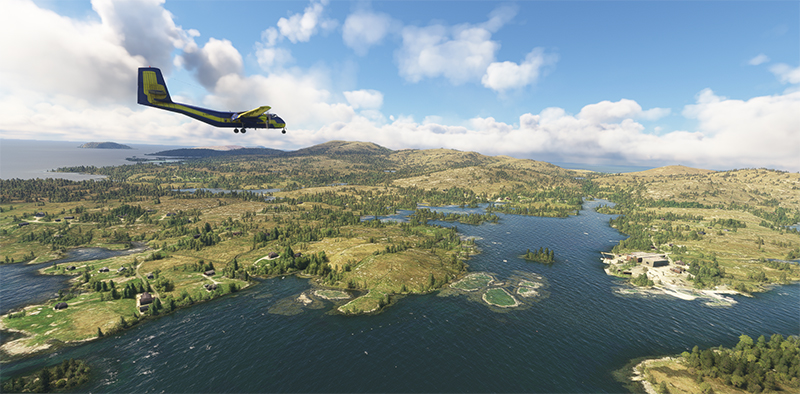 Avion virtuel DHC-4 Caribou en route vers la plage de Barra (EGPR) pour un atterrissage avec MSFS.
