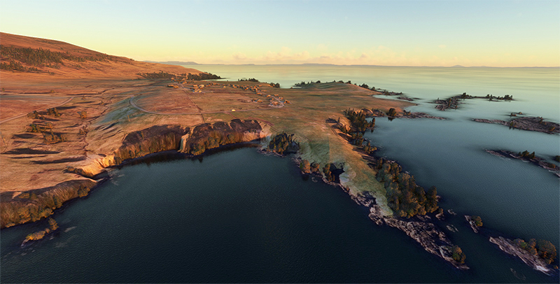 Virtual scenery in the evening in the Donegal region of Northern Ireland with MSFS 2020.