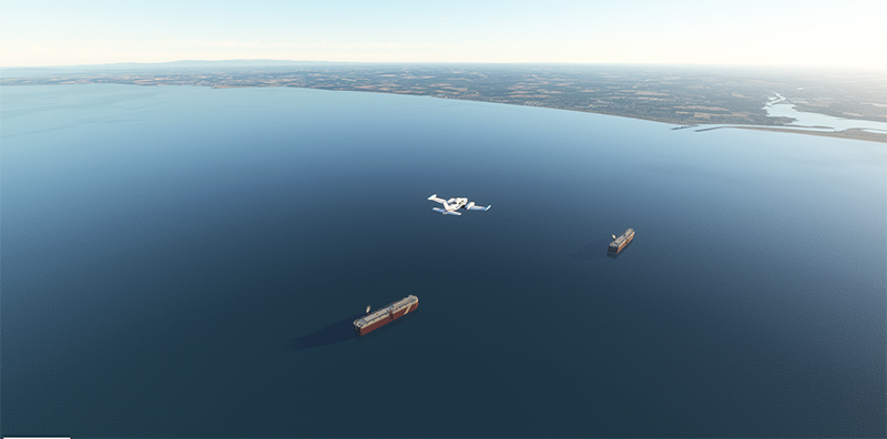 Transbordeurs de voitures sur la mer d'Irlande avec Microsoft Flight Simulator