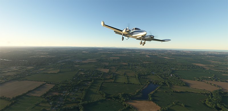 Cessna 310R de Blackbird Simulations tourne en finale pour l'aéroport de Dublin (EIDW)
