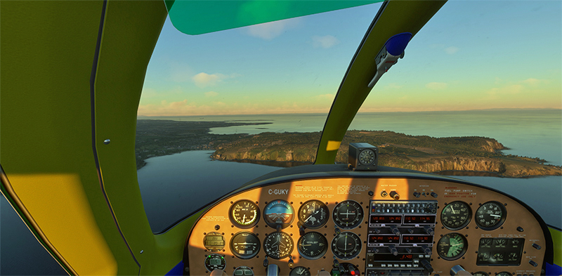 L'île de Man est en vue en soirée avec le simulateur de vol Microsoft Flight Simulator