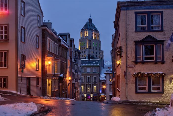 The Price building in Old Quebec during Carnival 2024.