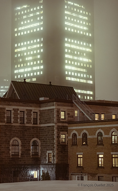 Effet d'un brouillard d'inversion sur les types d'architecture à Québec.