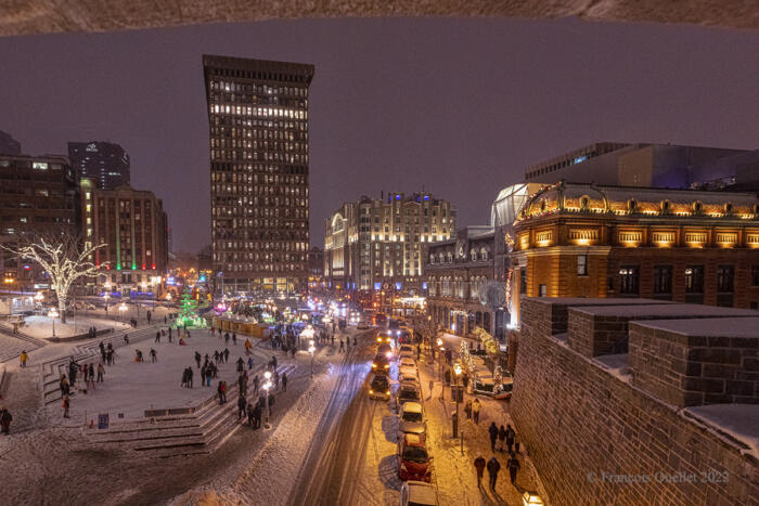 Place d'Youville, Old Quebec in winter.