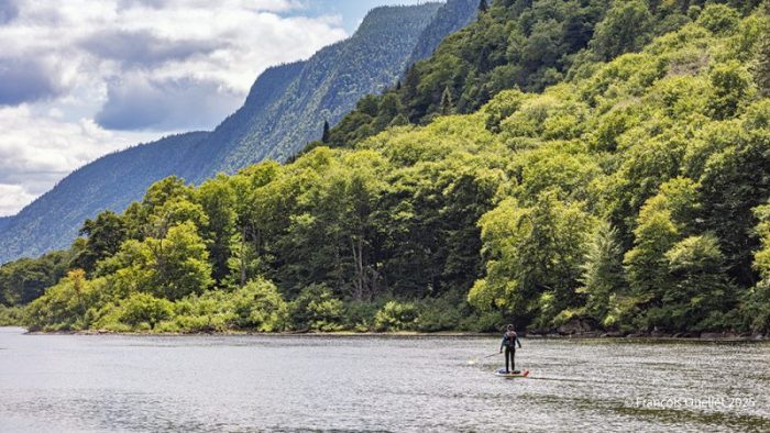 A paddleboard enthusiast on the Jacques-Cartier River in Quebec 2025
